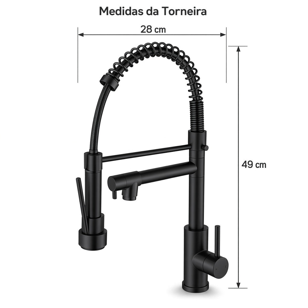Torneira monocomando Gourmet Mola 2 saidas - Preto