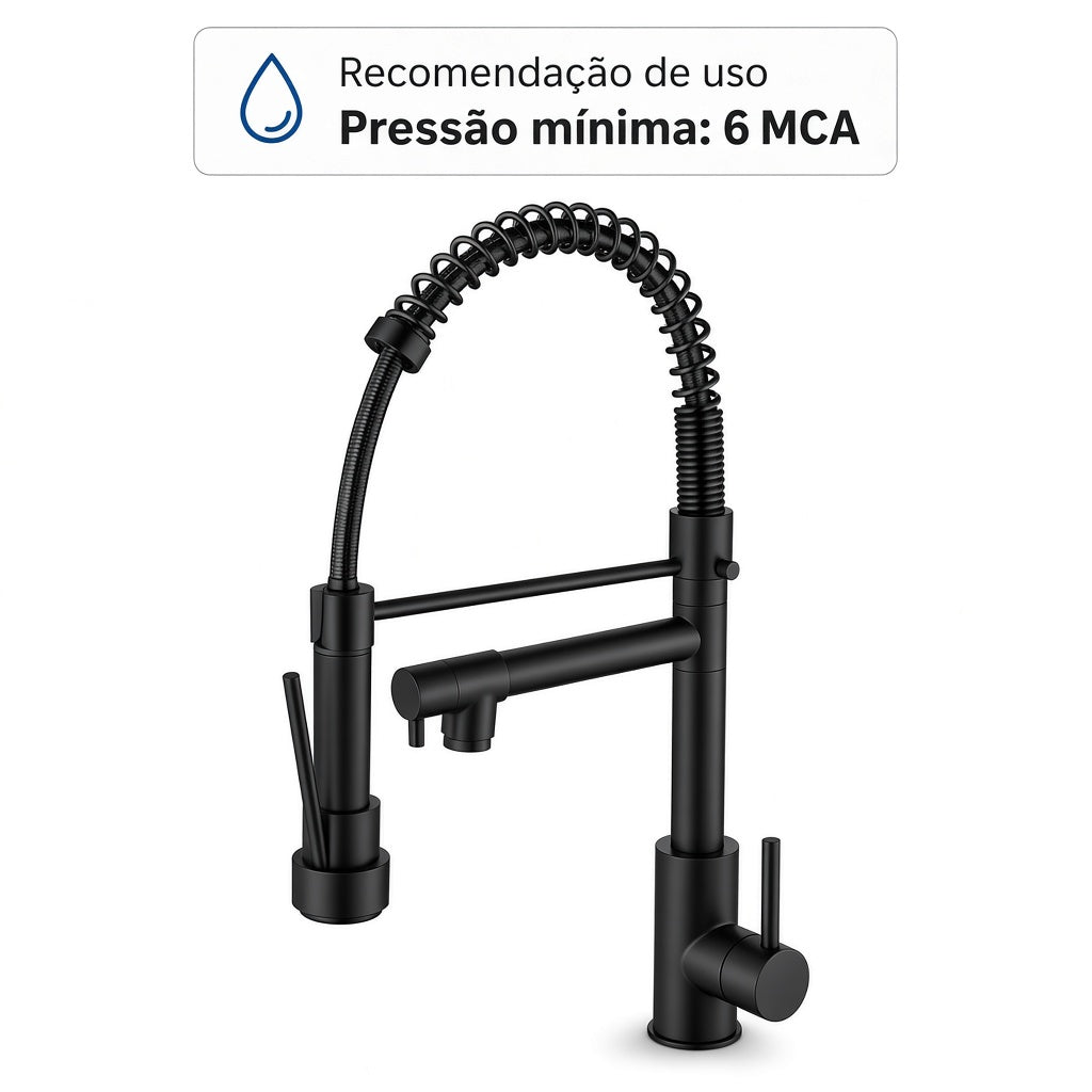Torneira monocomando Gourmet Mola 2 saidas - Preto