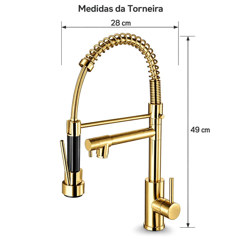 Torneira monocomando Gourmet Mola 2 saidas - Dourado