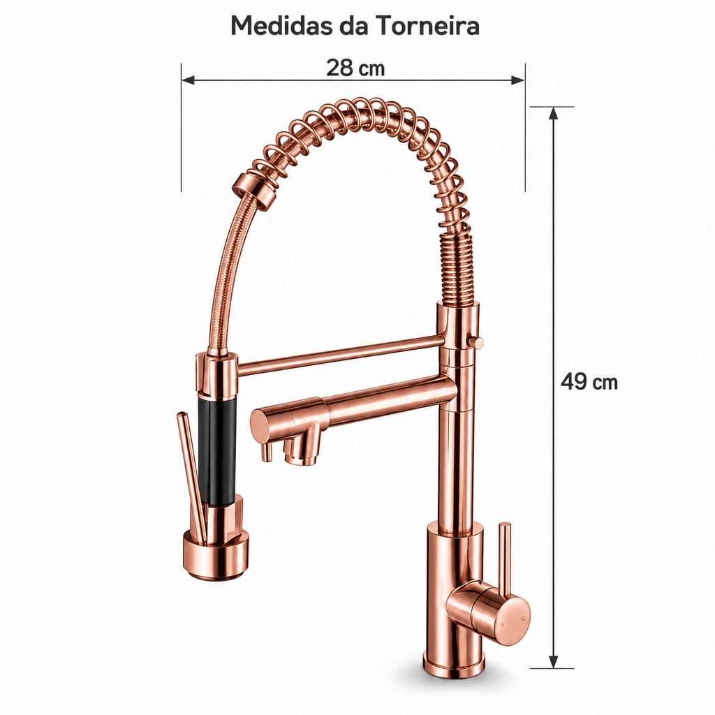 Torneira monocomando Gourmet Mola 2 saidas - Rose Gold