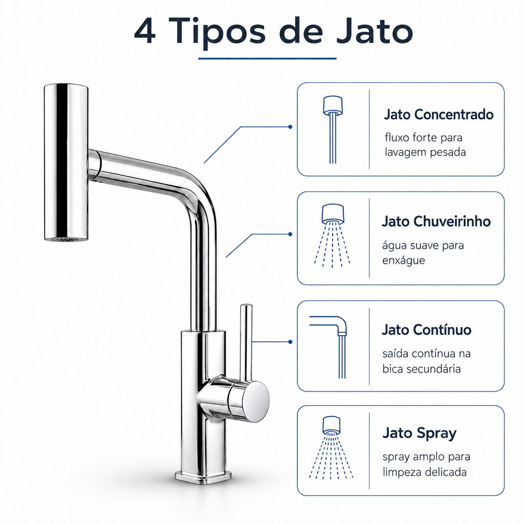 Torneira Monocomando bico giratório - Cromada