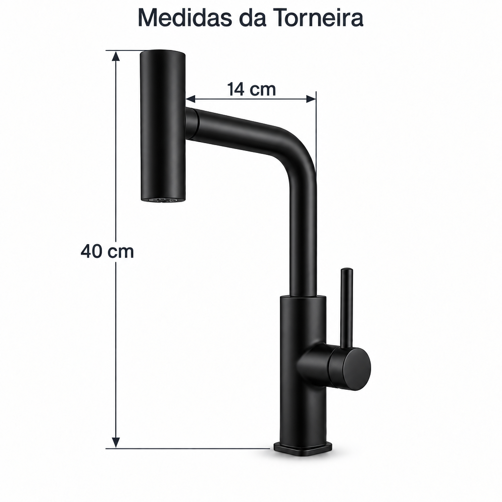 Torneira Monocomando bico giratório - Preto