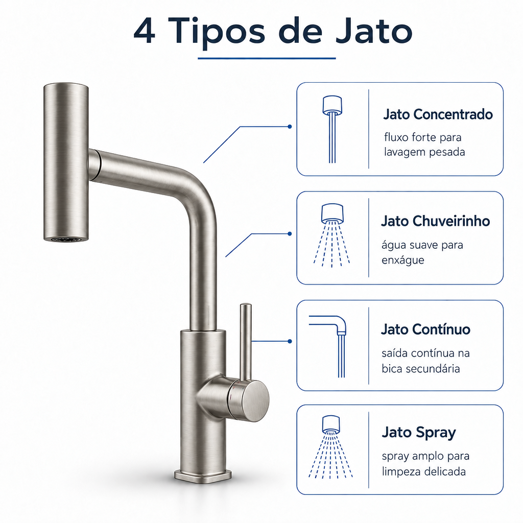 Torneira Monocomando bico giratório - Níquel escovada