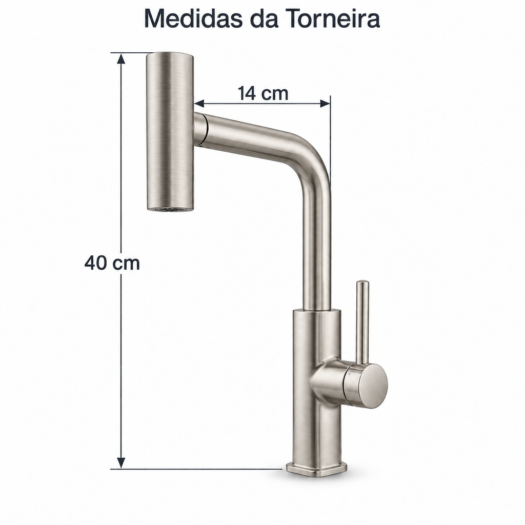 Torneira Monocomando bico giratório - Níquel escovada