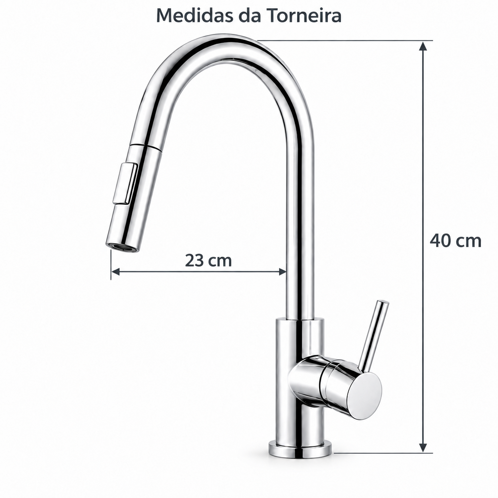 Torneira Monocomando Extensível - Cromada