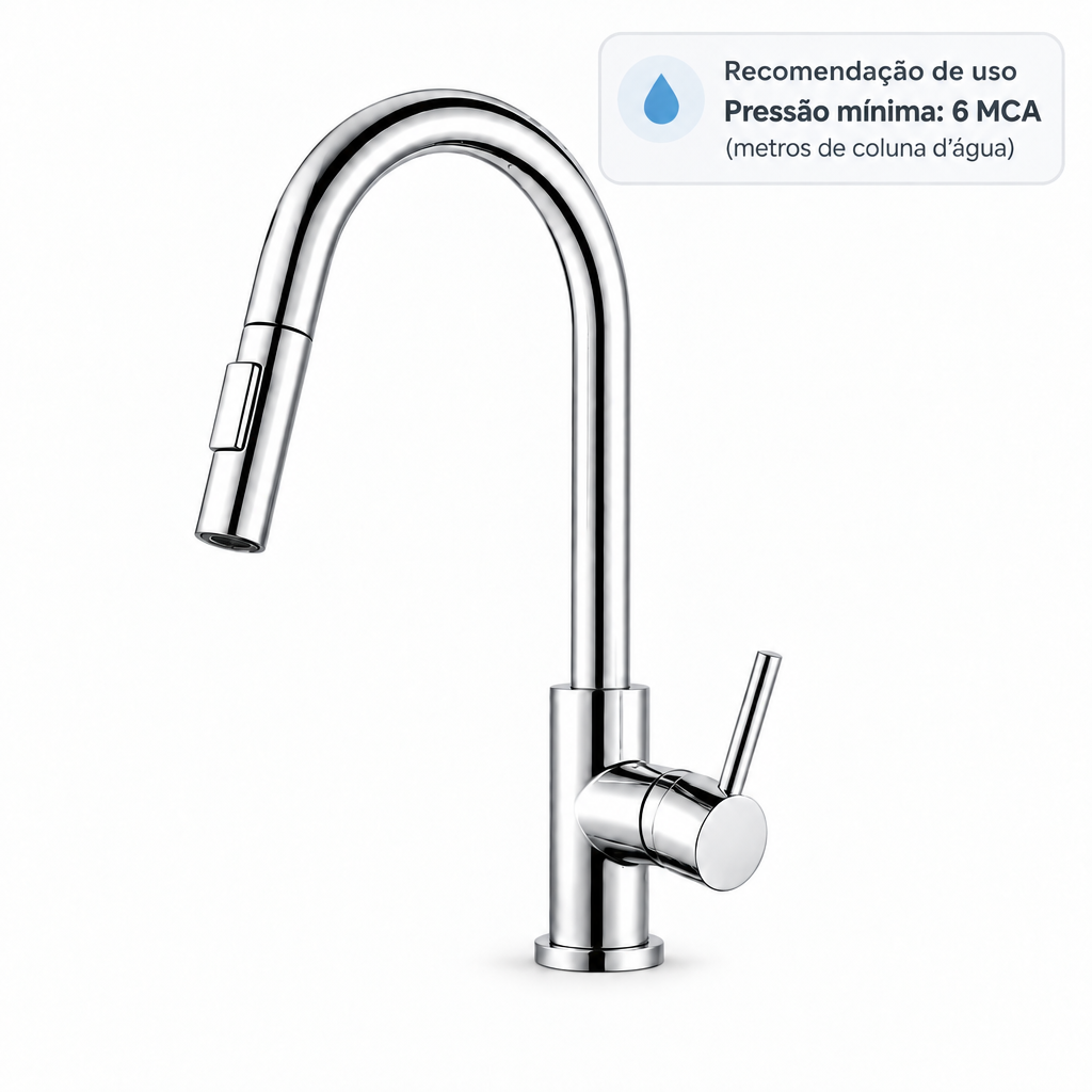 Torneira Monocomando Extensível - Cromada