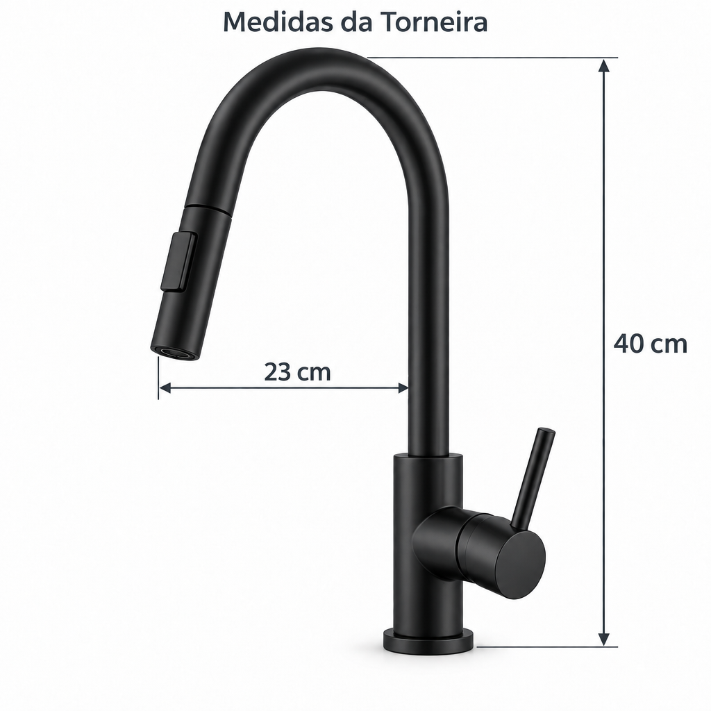 Torneira Monocomando Extensível - Preto