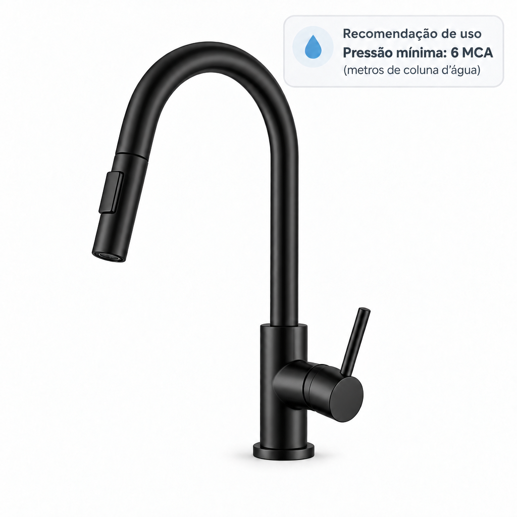 Torneira Monocomando Extensível - Preto