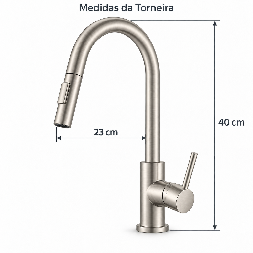 Torneira Monocomando Extensível - Niquel Escovado