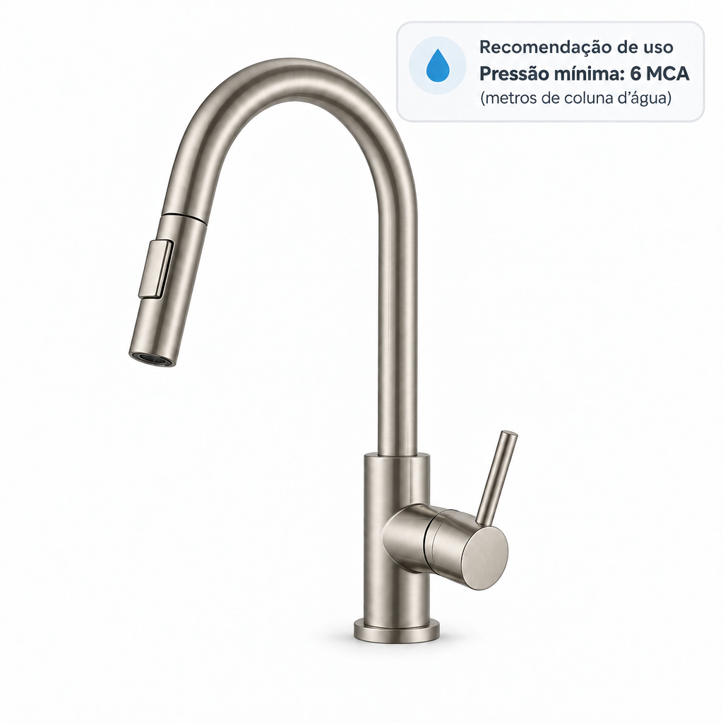 Torneira Monocomando Extensível - Niquel Escovado