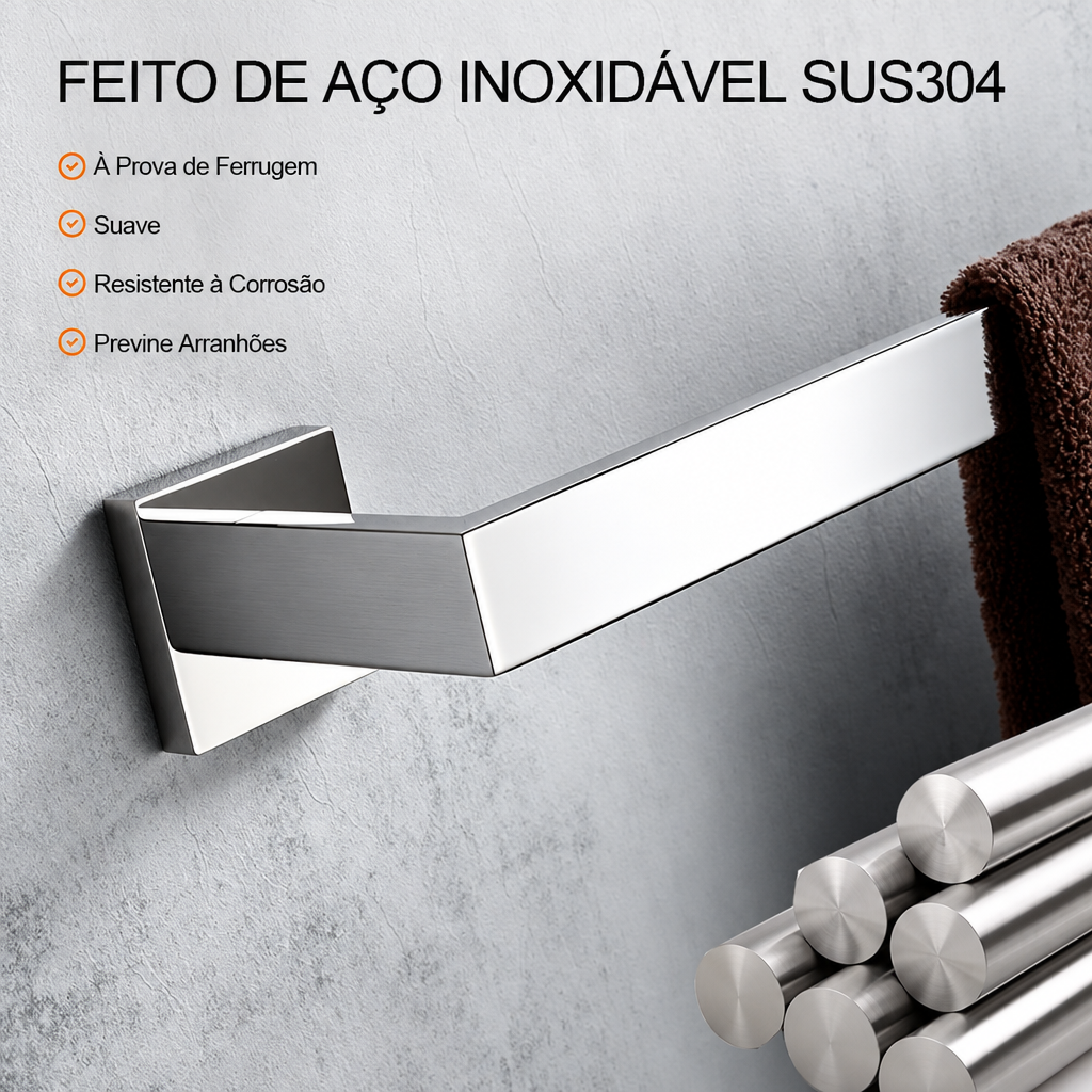 Kit Quadrado Luxo 5 peças - Cromado