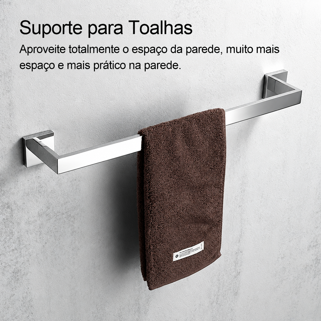 Kit Quadrado Luxo 5 peças - Cromado