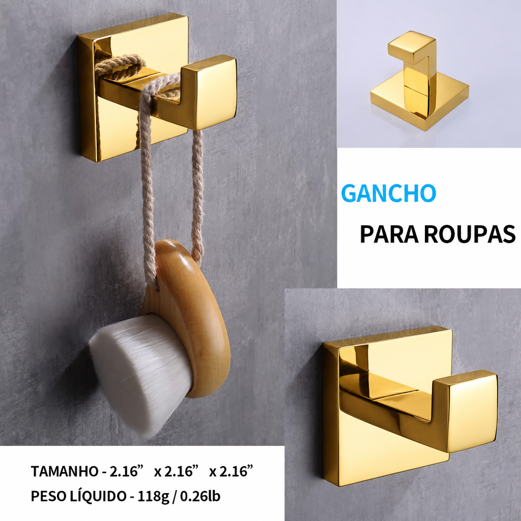 Kit Quadrado Luxo 5 peças - Dourado