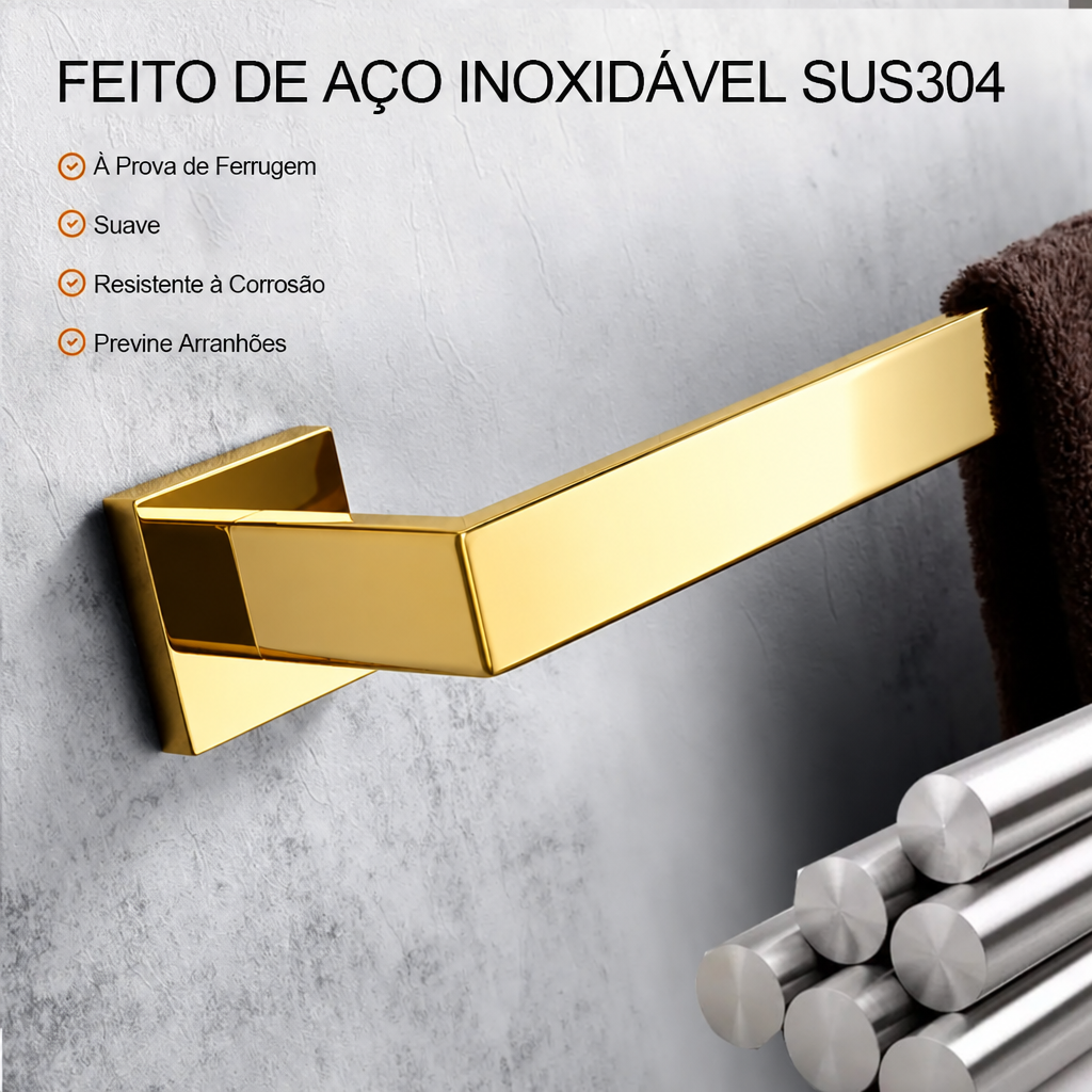 Kit Quadrado Luxo 5 peças - Dourado
