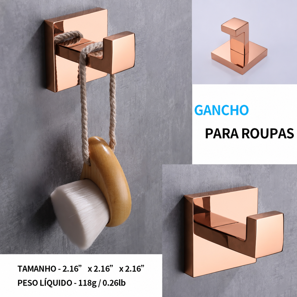 Kit Quadrado Luxo 5 peças - Rose Gold