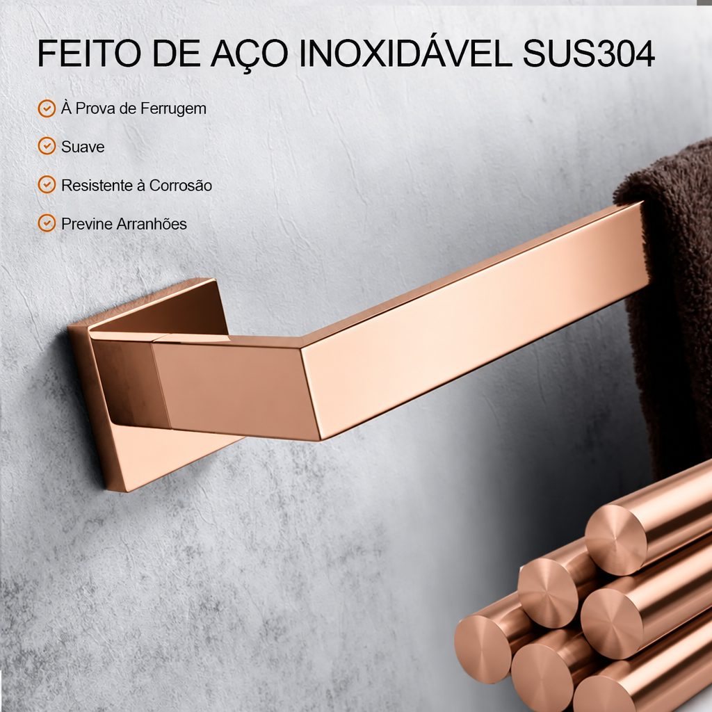 Kit Quadrado Luxo 5 peças - Rose Gold