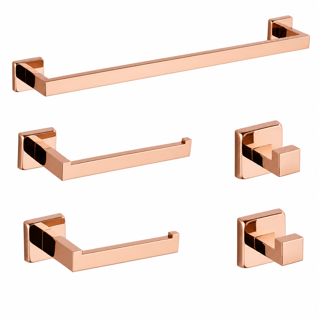 Kit Quadrado Luxo 5 peças - Rose Gold