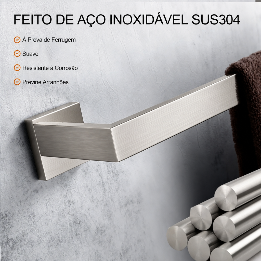 Kit Quadrado Luxo 5 peças - Niquel escovado