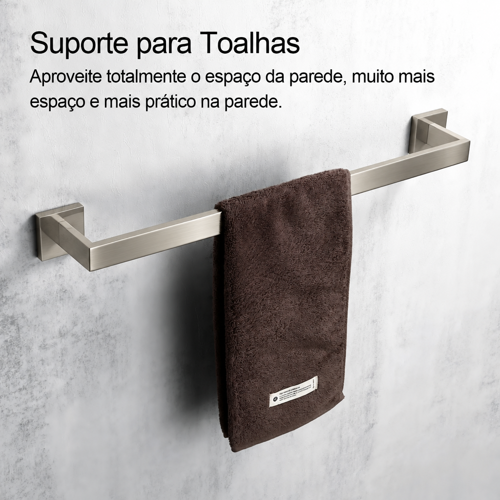 Kit Quadrado Luxo 5 peças - Niquel escovado