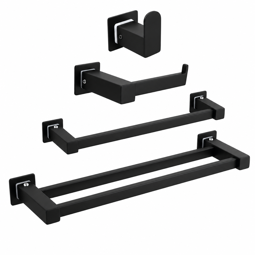 Kit de acessório Inox Squadra 4 Peças - Preto